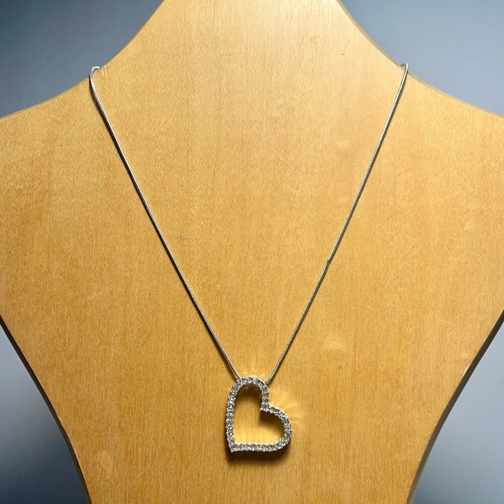 Silver-tone Heart Shaped Pendant Necklace